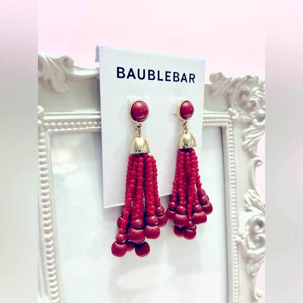 BaubleBar Red Beaded Chandelier Earrings